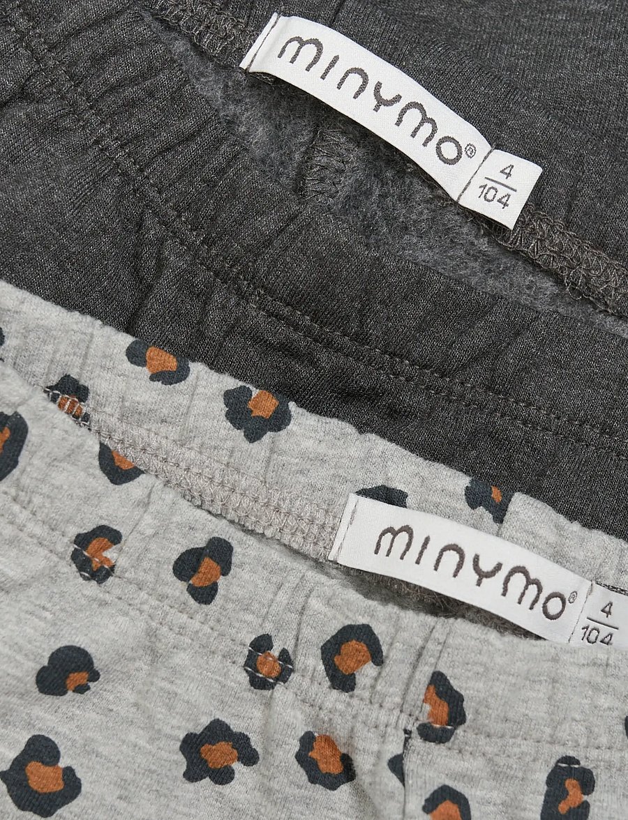 Minymo - Sweat Leggings (2-pack) - multipack leggins - greymelange - 3