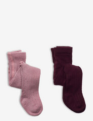 Minymo - Wool Stocking - rib 2-pack - najniższe ceny - burnished lilac - 0