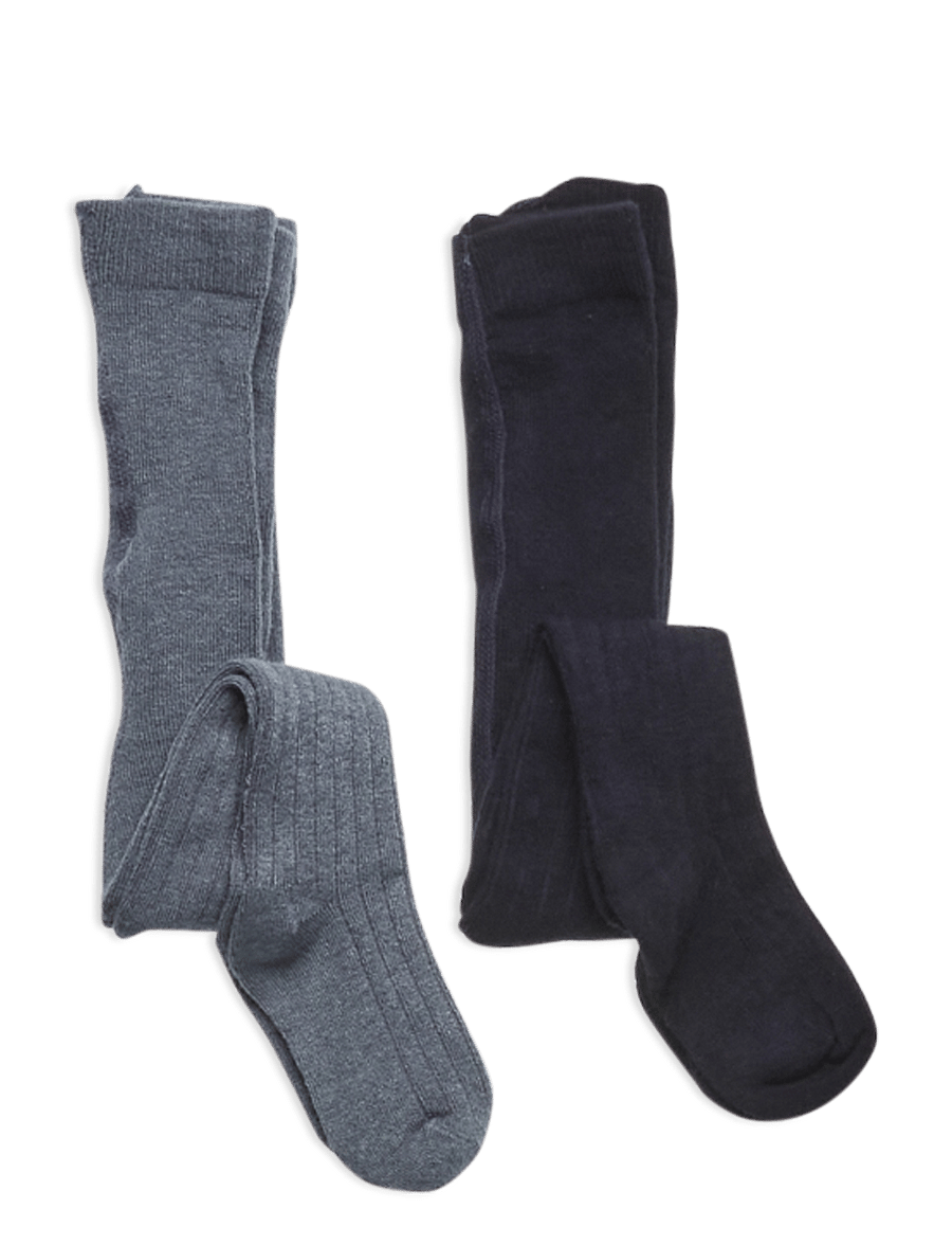Minymo - Wool Stocking - rib 2-pack - sukkpüksid - dark navy - 0