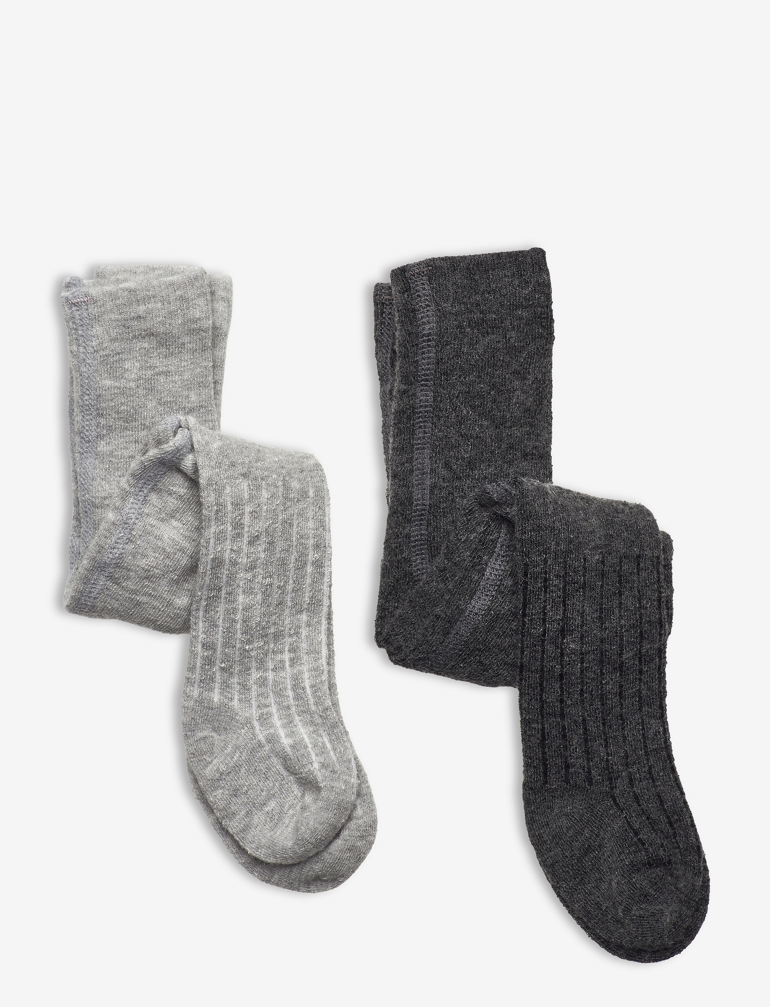 MINYMO Wolle Stocking - Rib 2-Pack Grau - 116-122 - Kinder