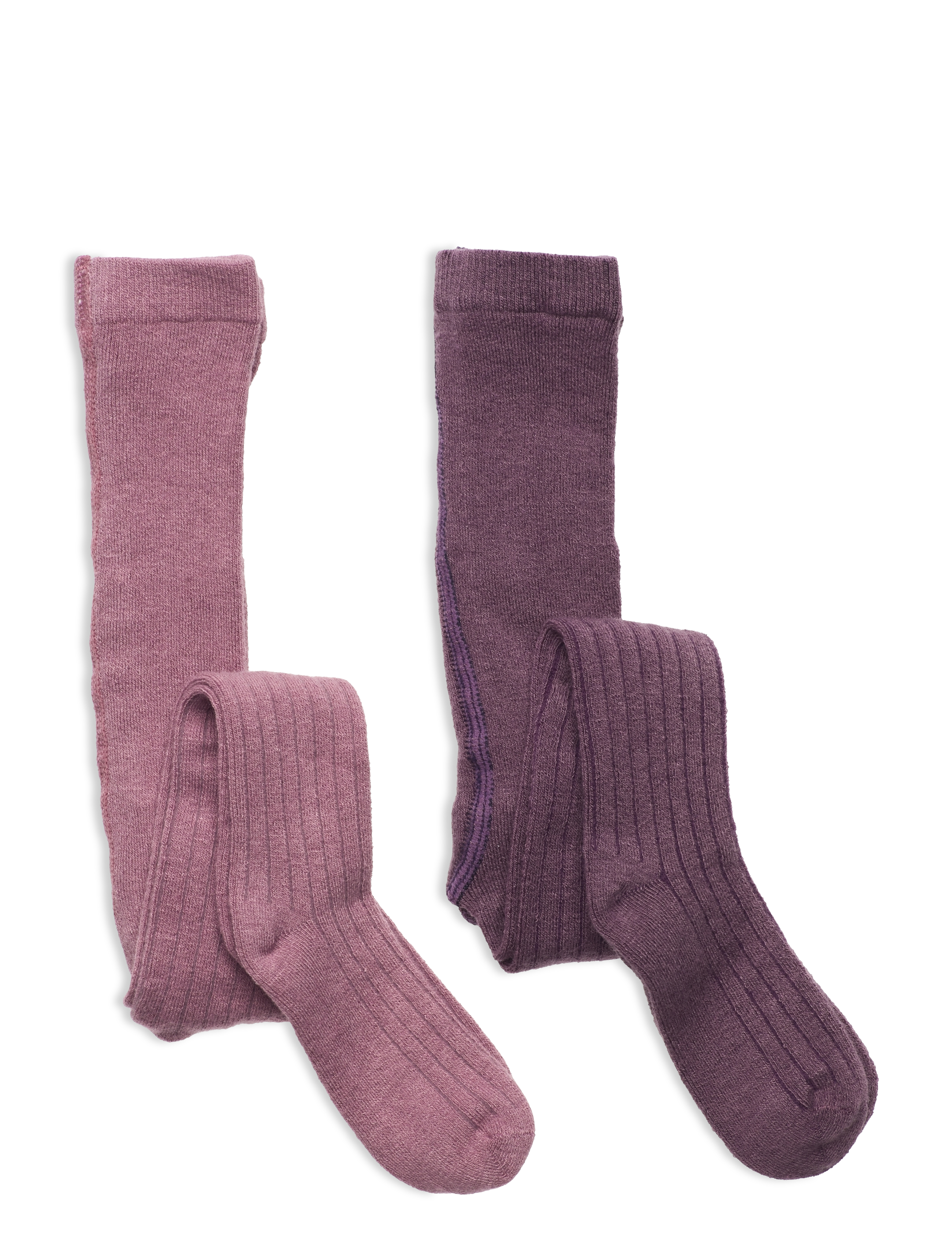 Minymo Wool Stocking - rib 2-pack - Minymo - ORCHID HAZE / purple