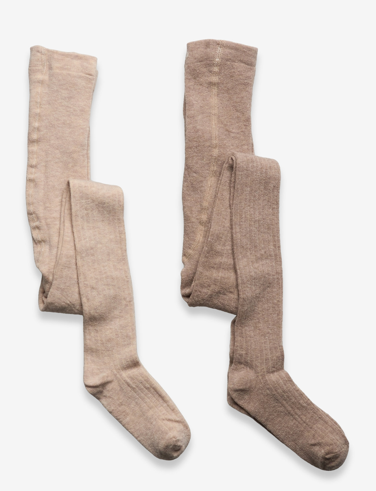 Minymo - Wool Stocking - rib 2-pack - strumpbyxor - silver mink melange - 0