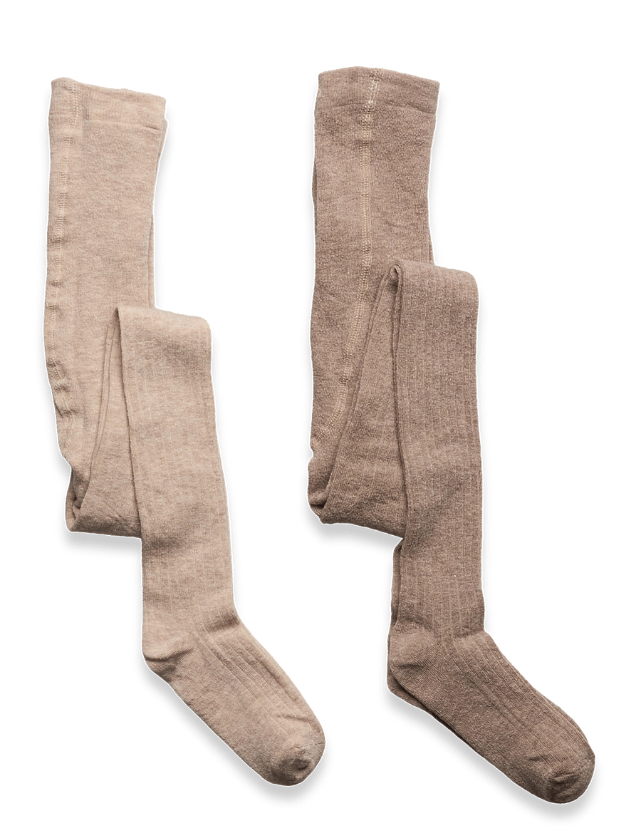 Minymo - Wool Stocking - rib 2-pack - strumpfhosen - silver mink melange - 0
