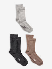 Wool Socks - rib 3-pack - GREY MELANGE