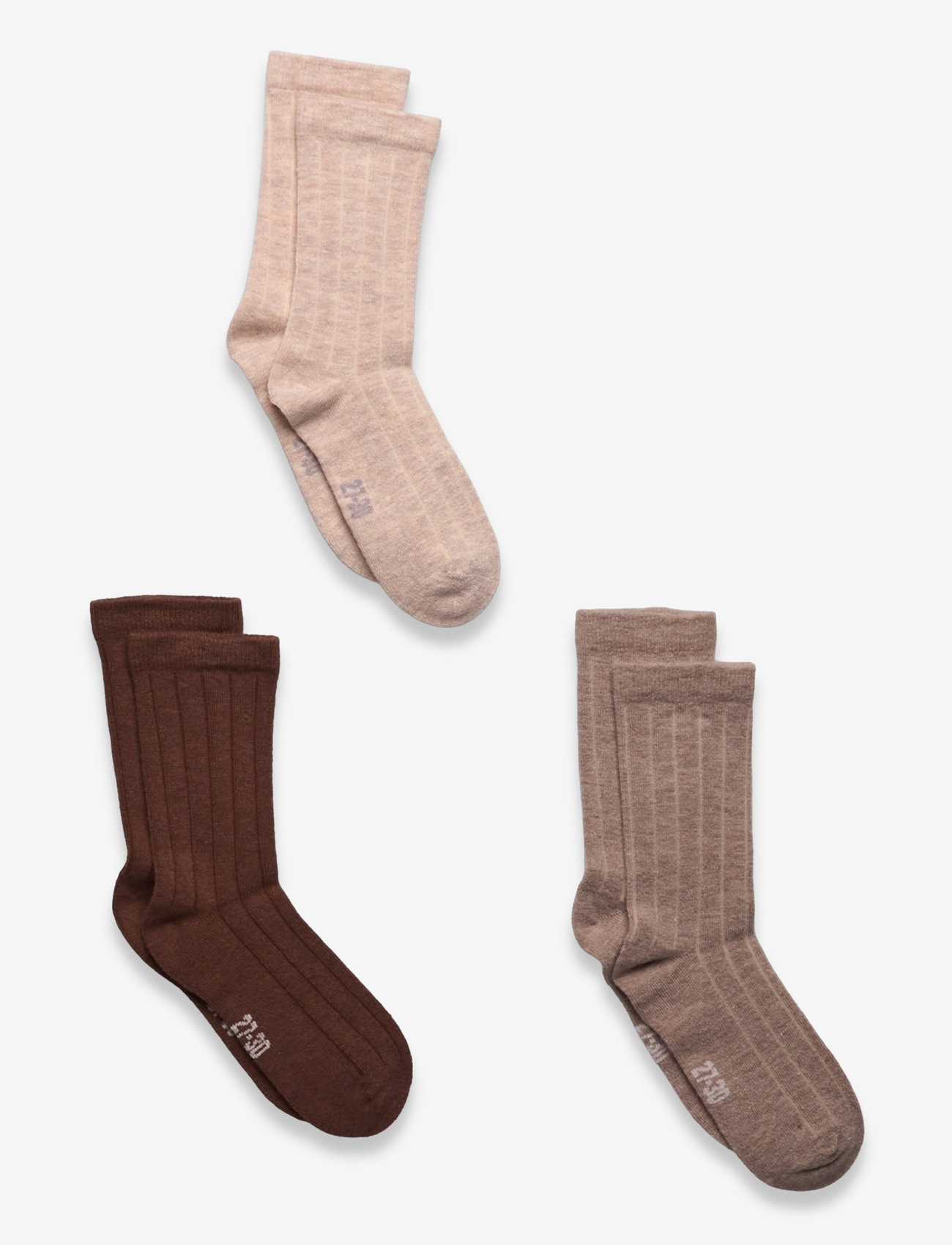Minymo - Wool Socks - rib 3-pack - strumpor - silver mink melange - 0