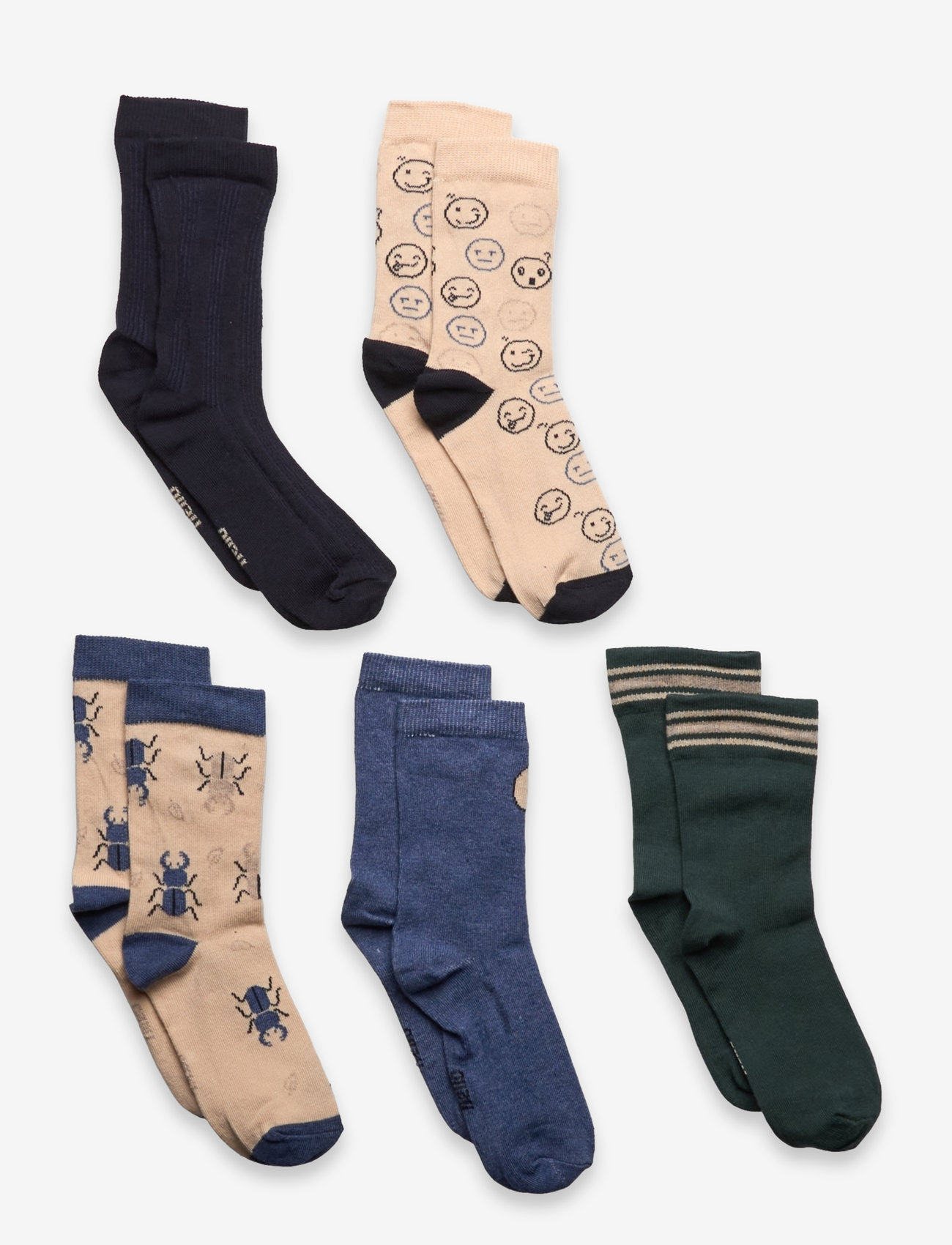 Minymo - Socks w. Pattern (5-pack) - autumn clothing - army green - 0