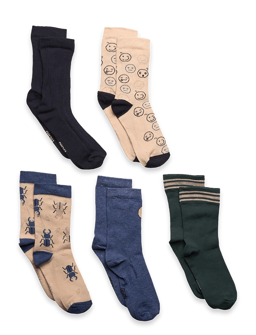 Minymo - Socks w. Pattern (5-pack) - sokid - army green - 0