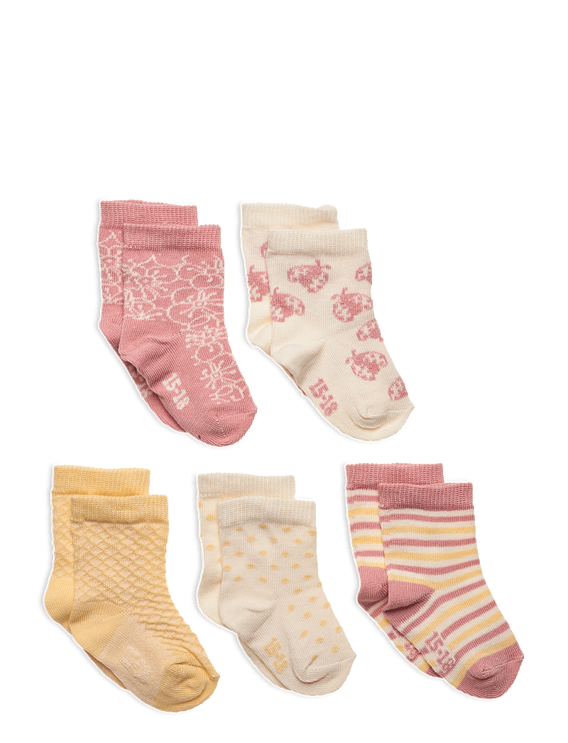 Minymo - Socks w. Pattern (5-pack) - strømper - ash rose - 0