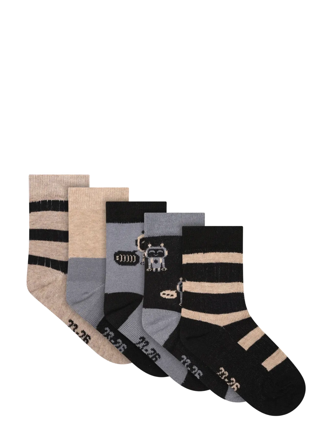 Minymo Socks w. Pattern (5-pack) - Minymo - BLAU GRAY / black