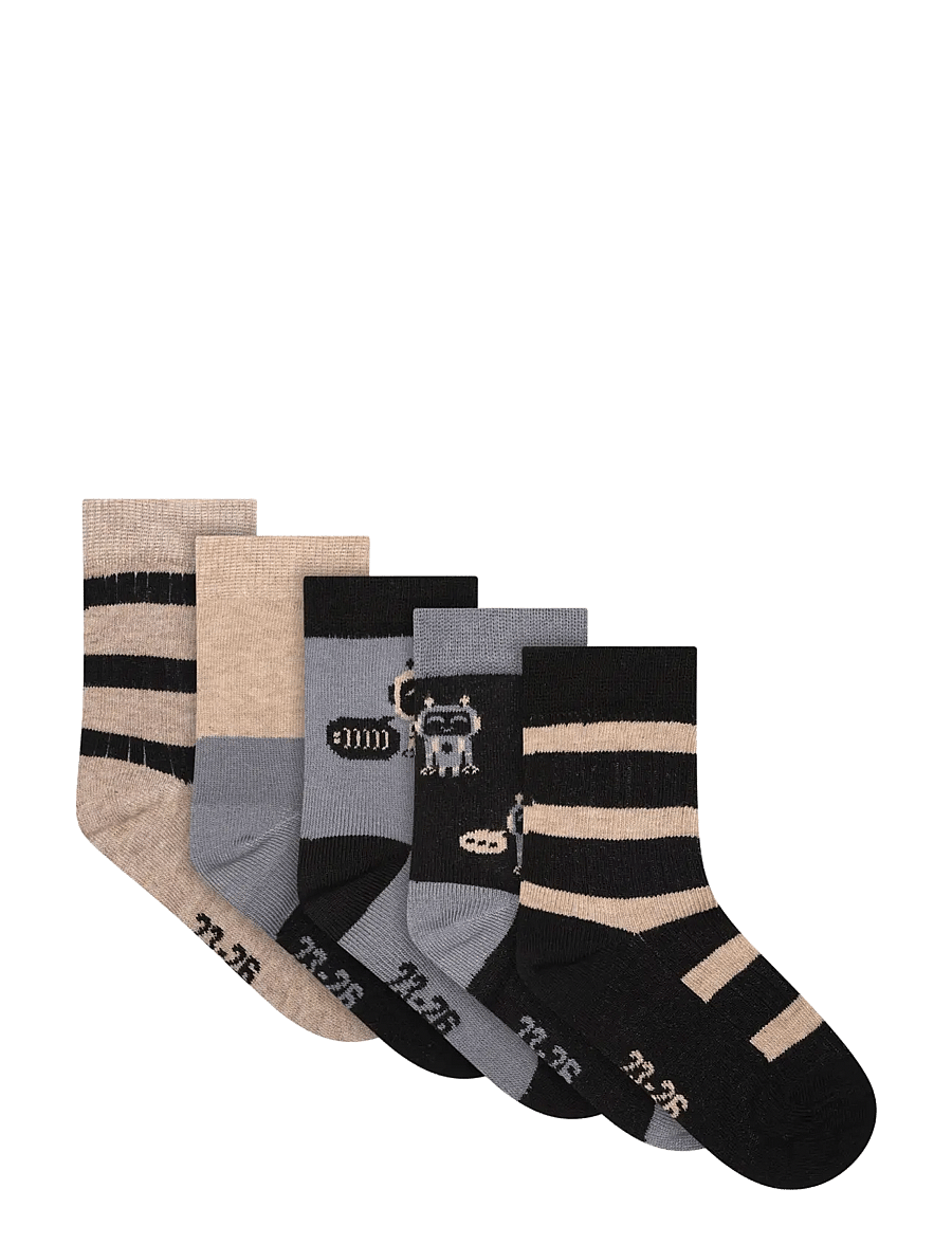 Minymo - Socks w. Pattern (5-pack) - strümpfe - blau gray - 0