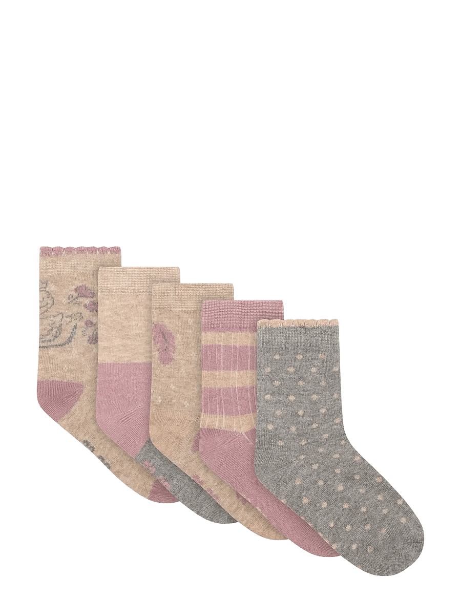 Minymo - Socks w. Pattern (5-pack) - strümpfe - elderberry - 0