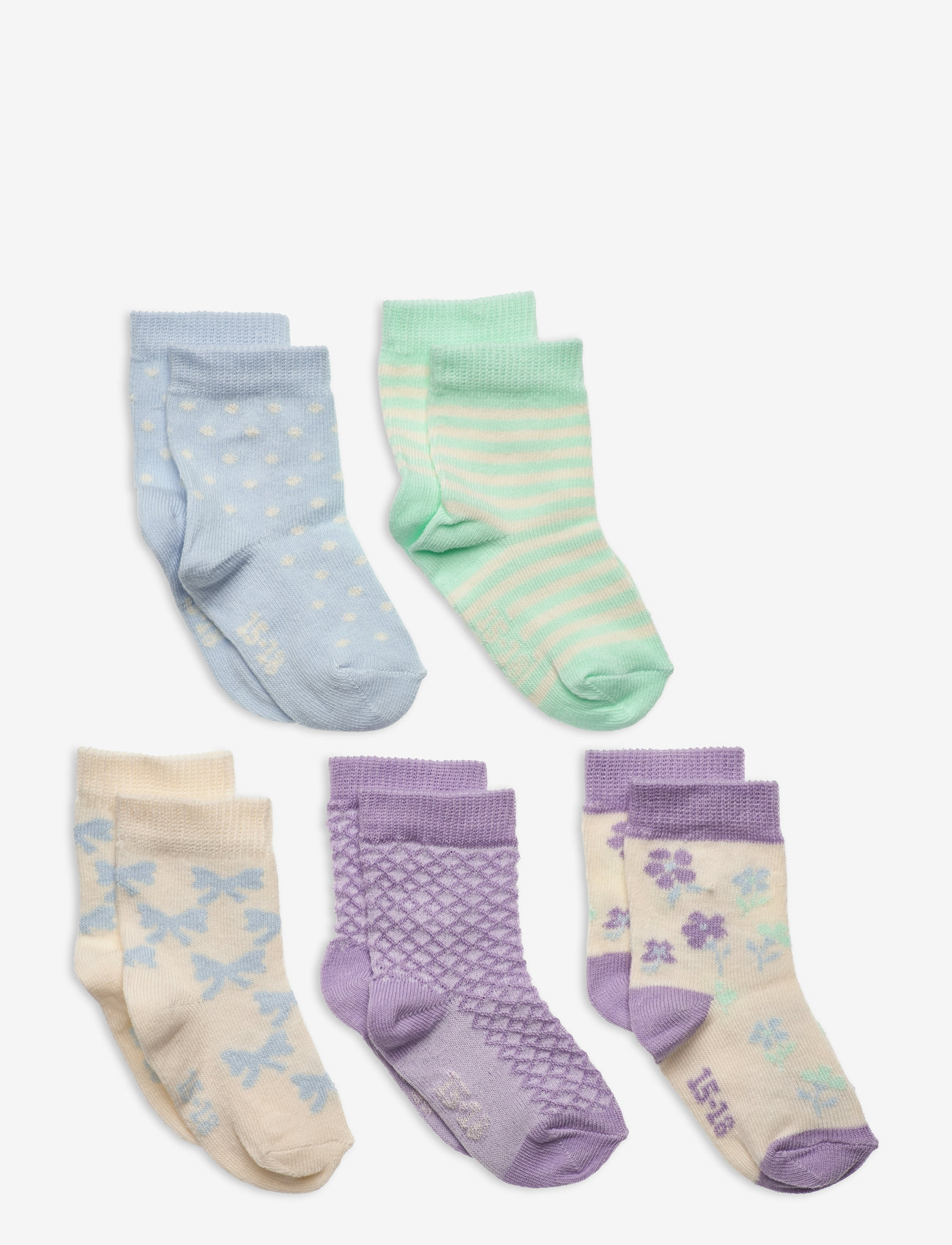 Minymo - Socks w. Pattern (5-pack) - herbstliche kleidung - lavender - 0