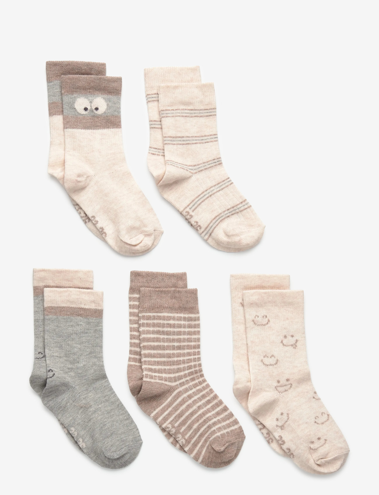 Minymo - Socks w. Pattern (5-pack) - socks - light grey melange - 0