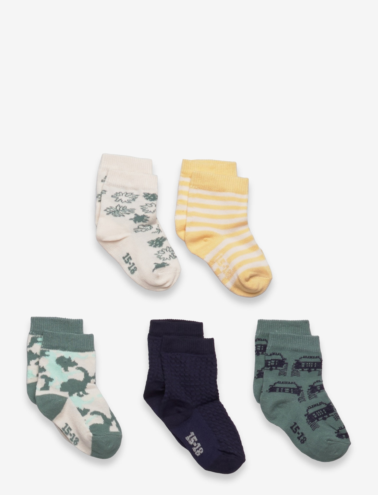 Minymo - Socks w. Pattern (5-pack) - laveste priser - oil blue - 0