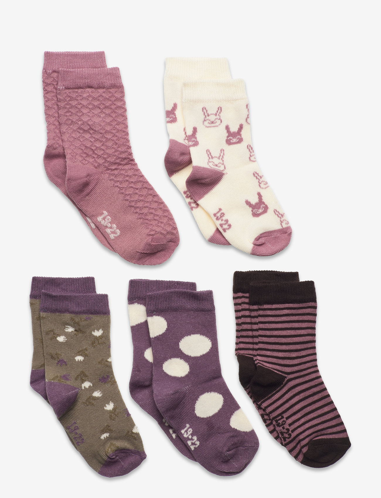 Minymo - Socks w. Pattern (5-pack) - efterårstøj - orchid haze - 0