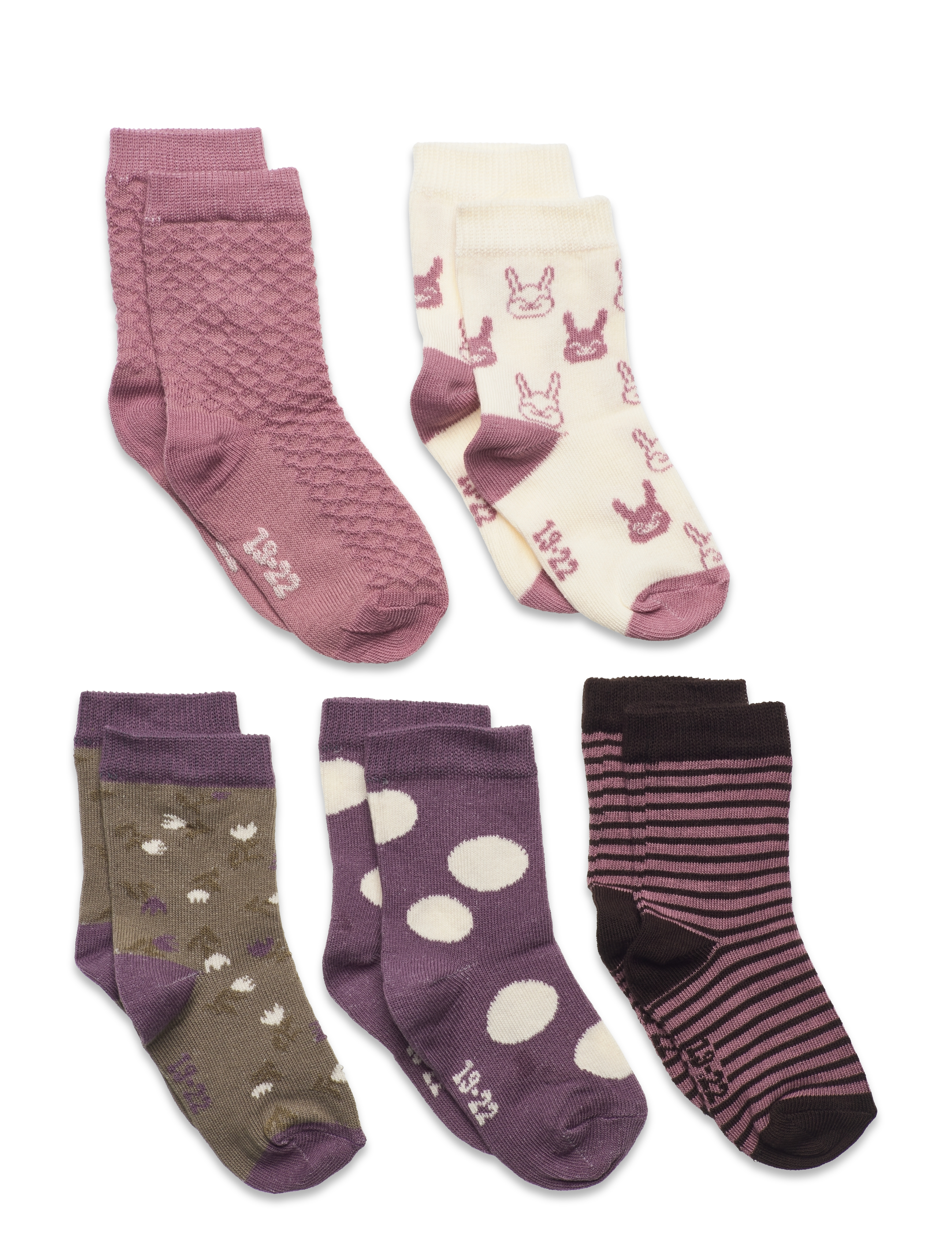 Minymo Socks w. Pattern (5-pack) - Minymo - ORCHID HAZE / multi