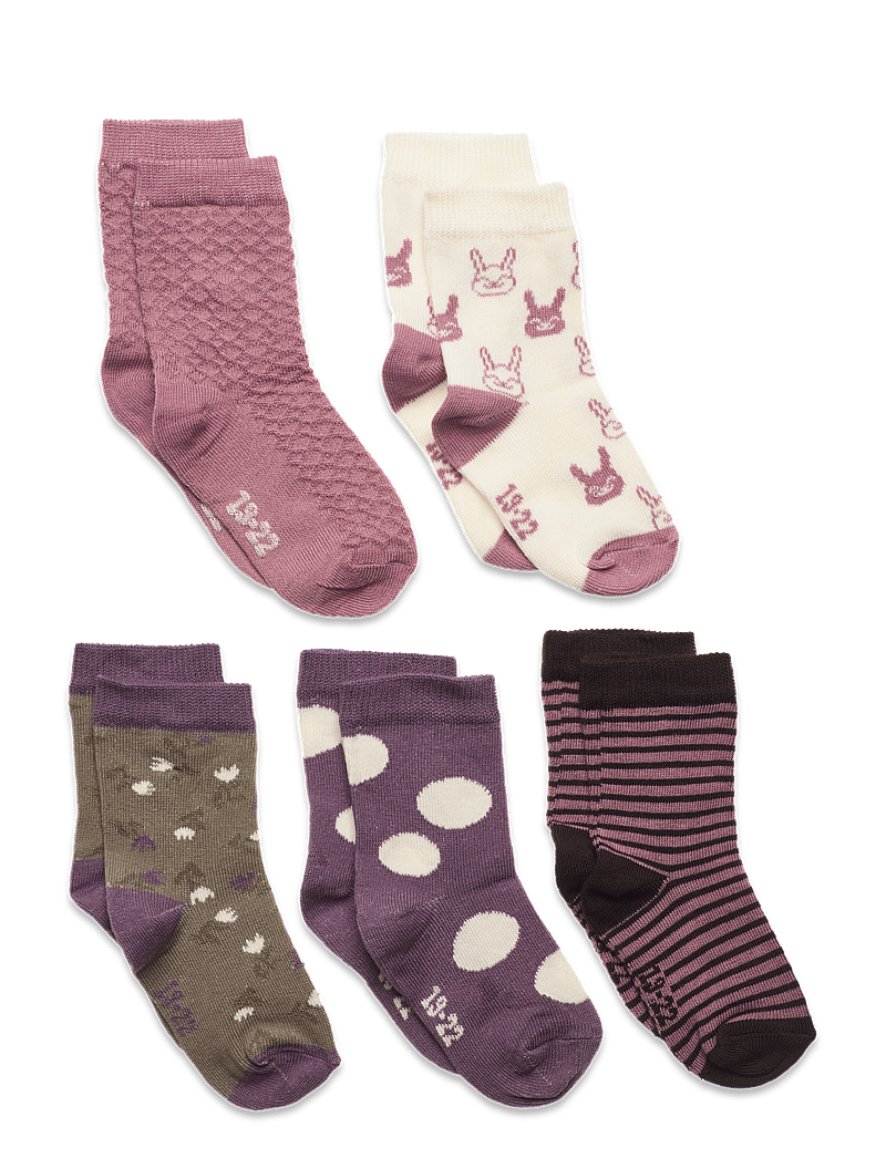 Minymo - Socks w. Pattern (5-pack) - strumpor - orchid haze - 0