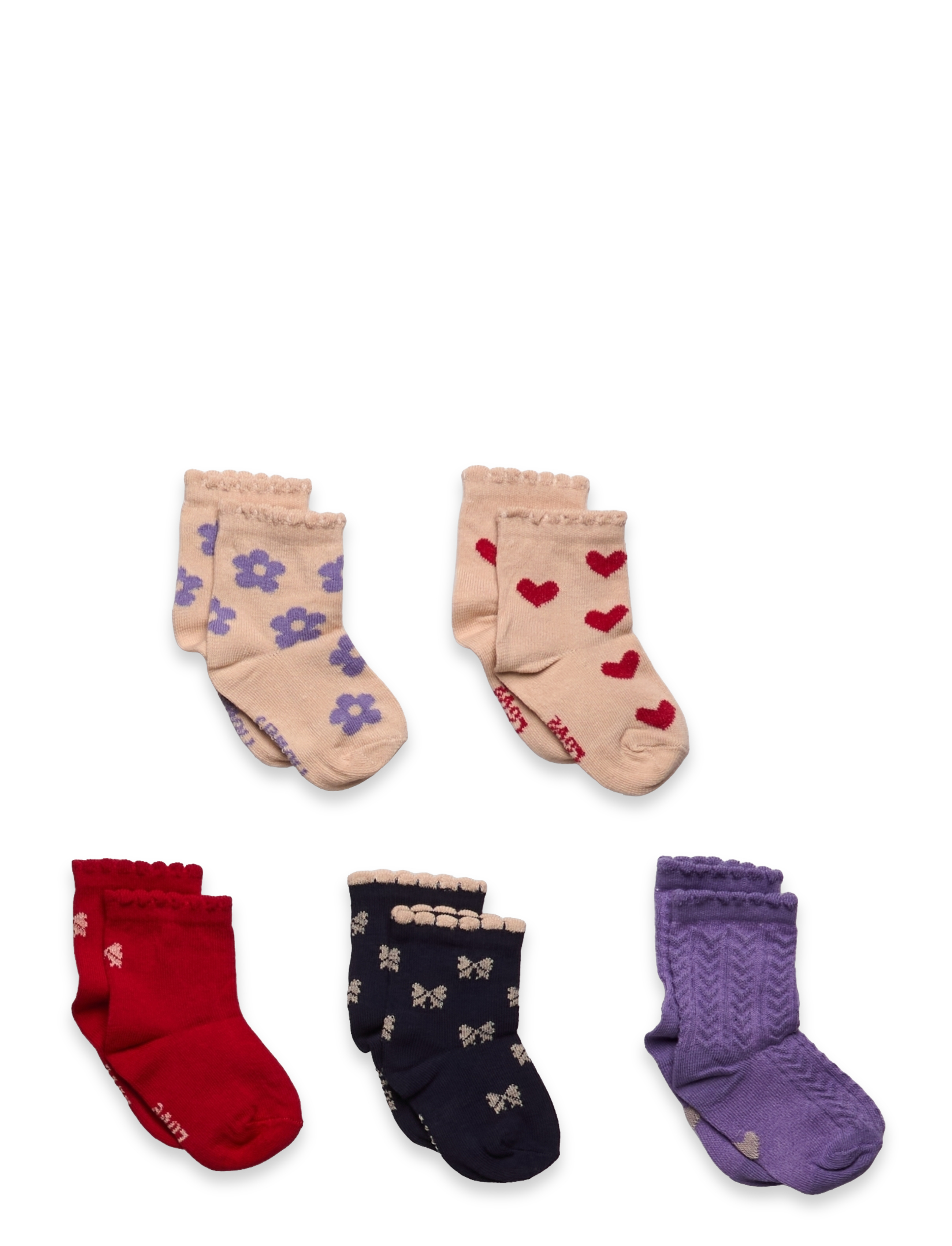 Minymo Socks W. Pattern (5-Pack), 27 , Socken & Strumpfhosen, Rosa - Socks, Kinder