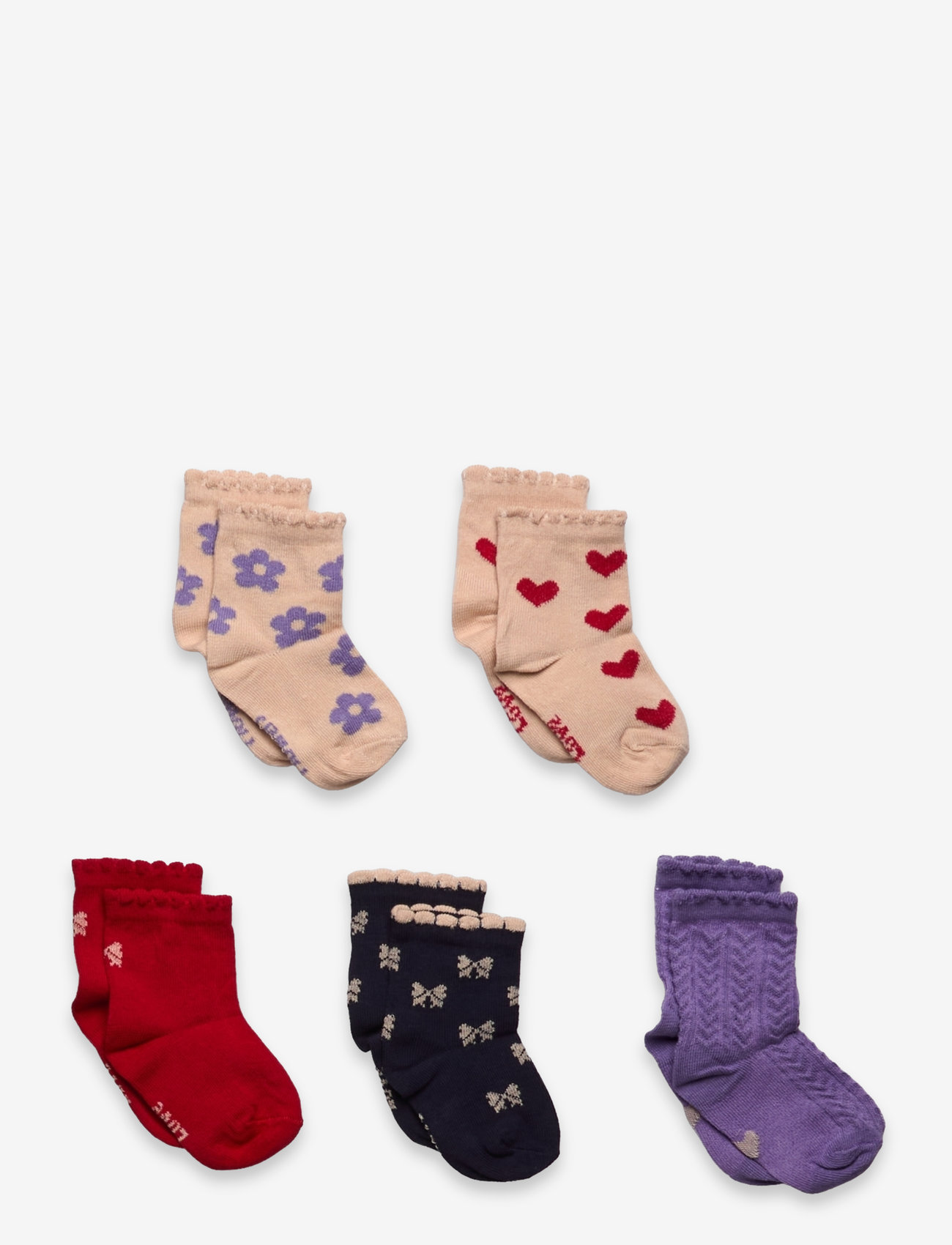 Minymo - Socks w. Pattern (5-pack) - strømper - red - 0