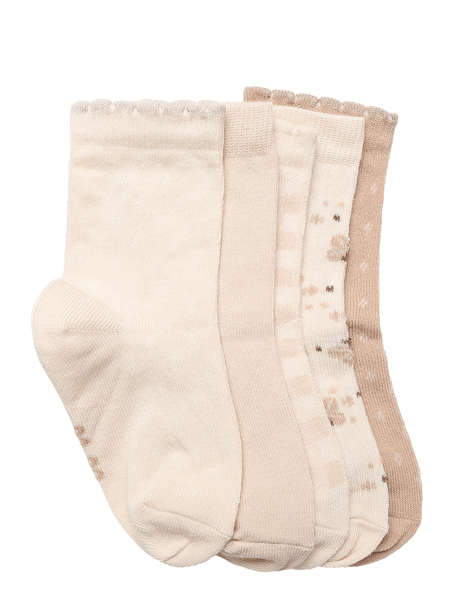 Minymo - Socks w. Pattern (5-pack) - strømper - rugby tan - 0