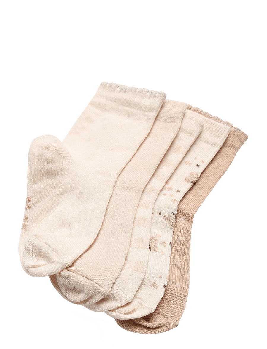 Minymo - Socks w. Pattern (5-pack) - strømper - rugby tan - 2