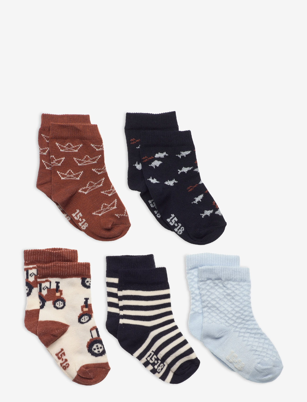 Minymo - Socks w. Pattern (5-pack) - madalaimad hinnad - tortoise shell - 0