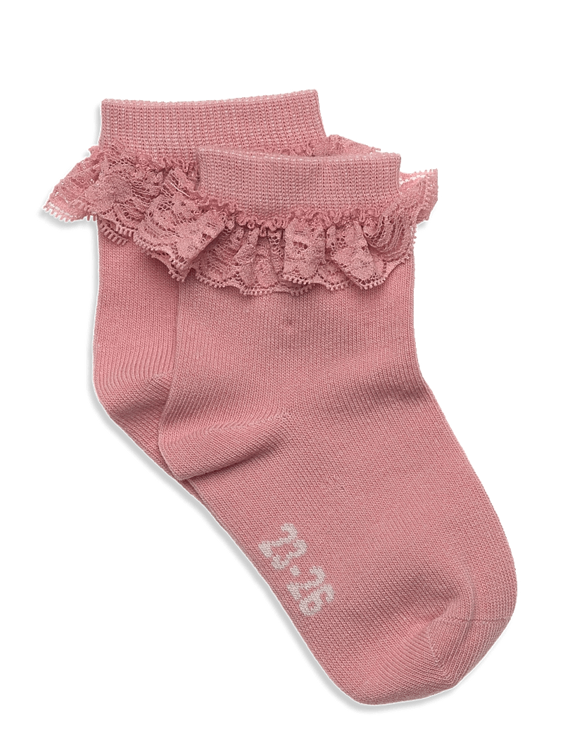 Minymo - Ankle Sock w. Lace - strømper - ash rose - 0