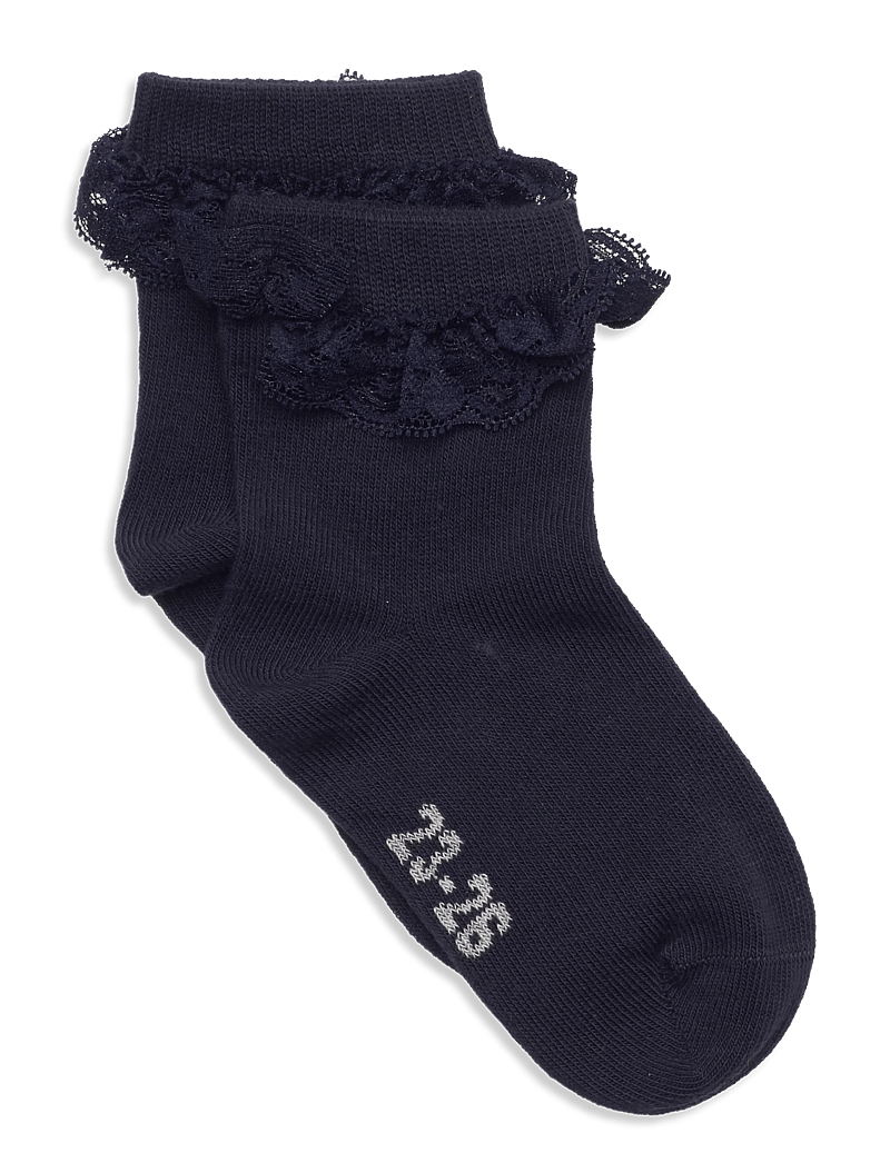 Minymo - Ankle Sock w. Lace - socks - dark navy - 0