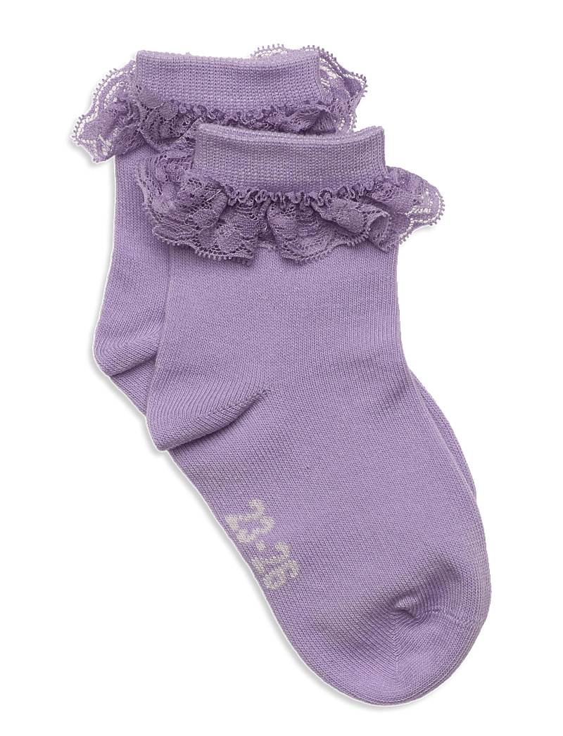 Minymo - Ankle Sock w. Lace - socks - lavender - 0