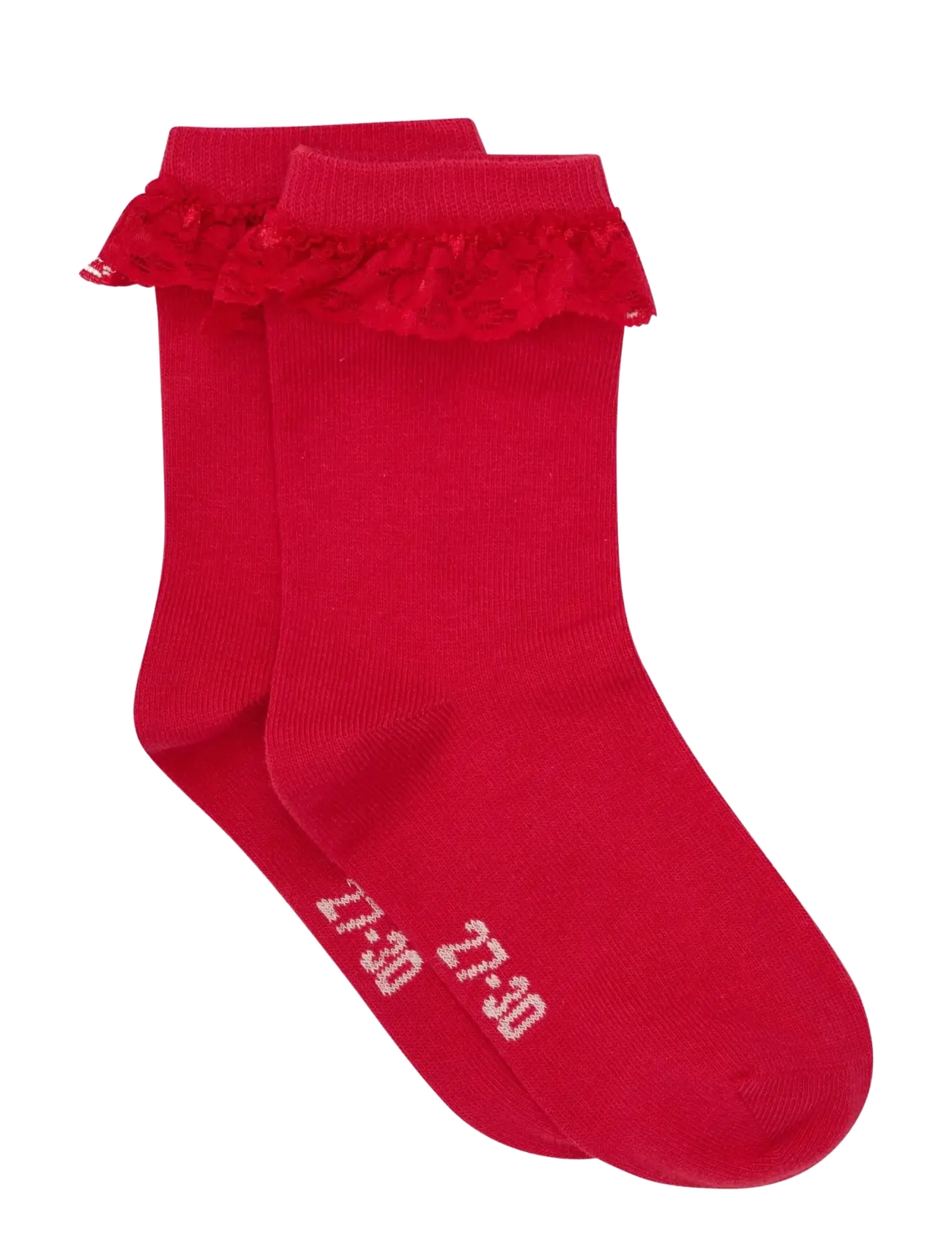 Minymo Ankle Sock w. Lace - Minymo - RED / red