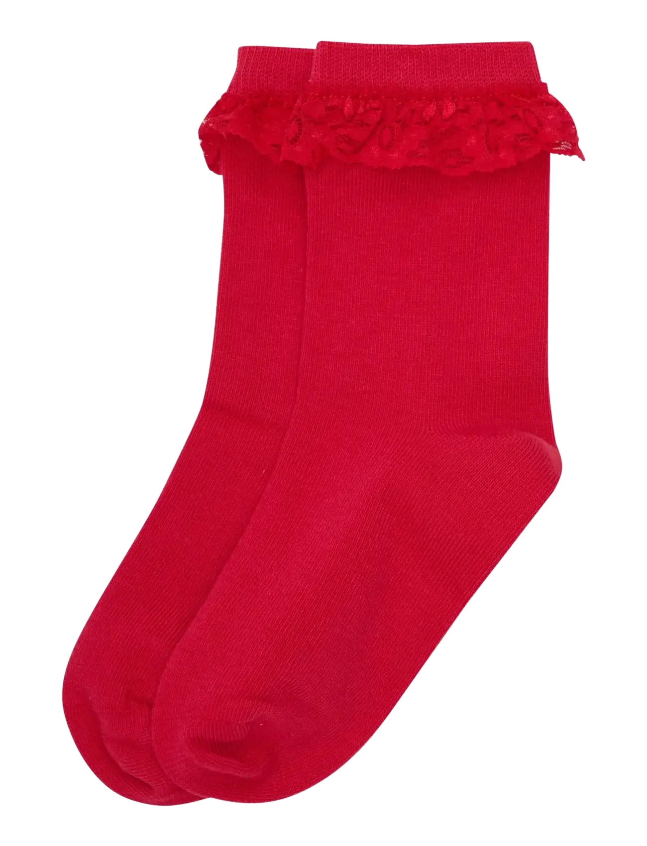 Minymo - Ankle Sock w. Lace - sokid - red - 1