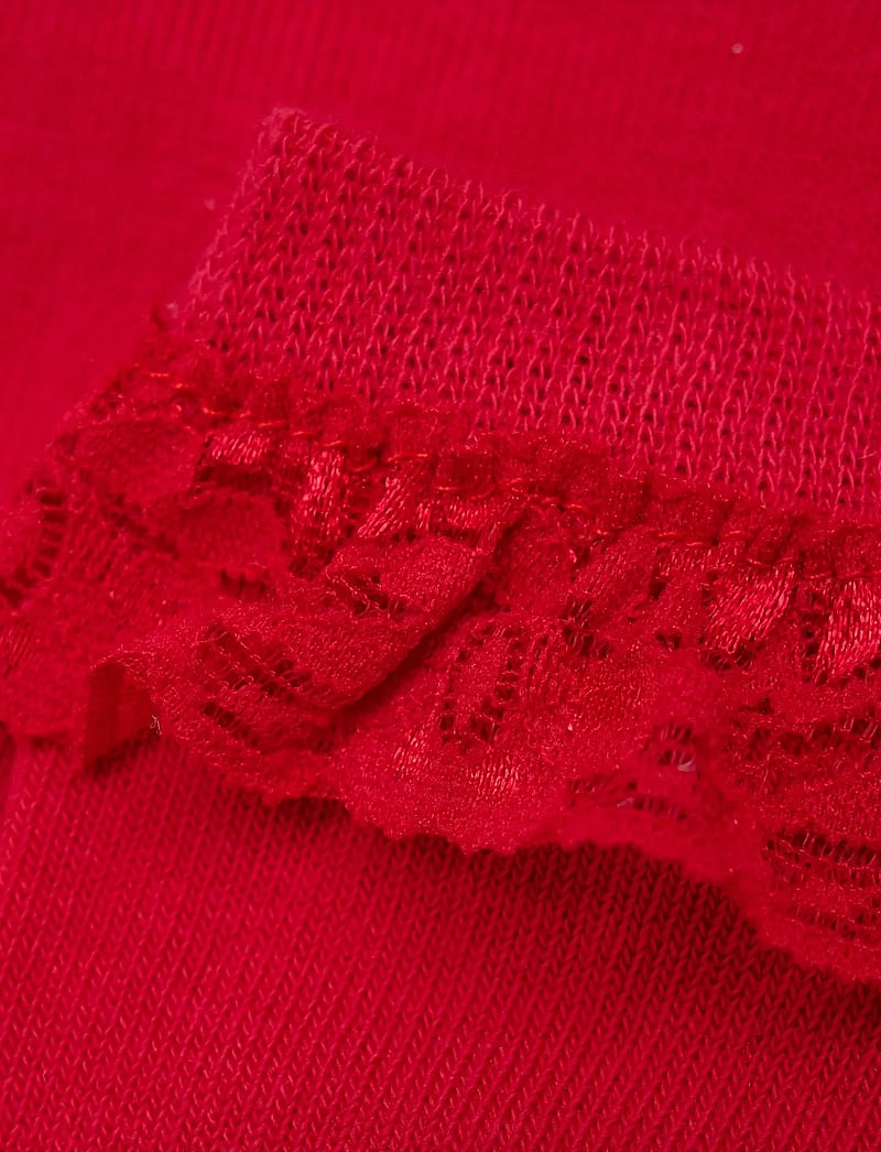 Minymo - Ankle Sock w. Lace - strømper - red - 2