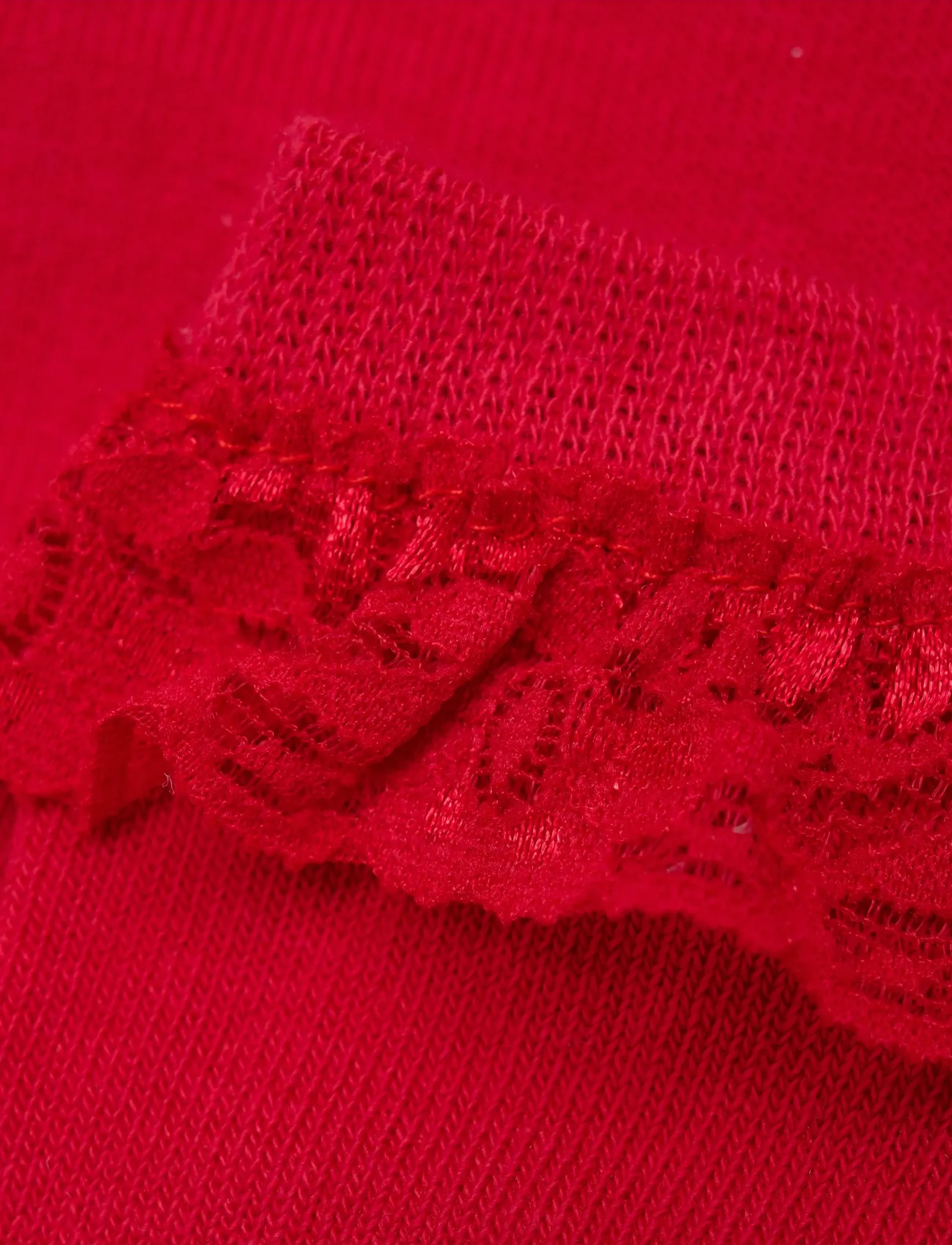 Minymo - Ankle Sock w. Lace - sokid - red - 2