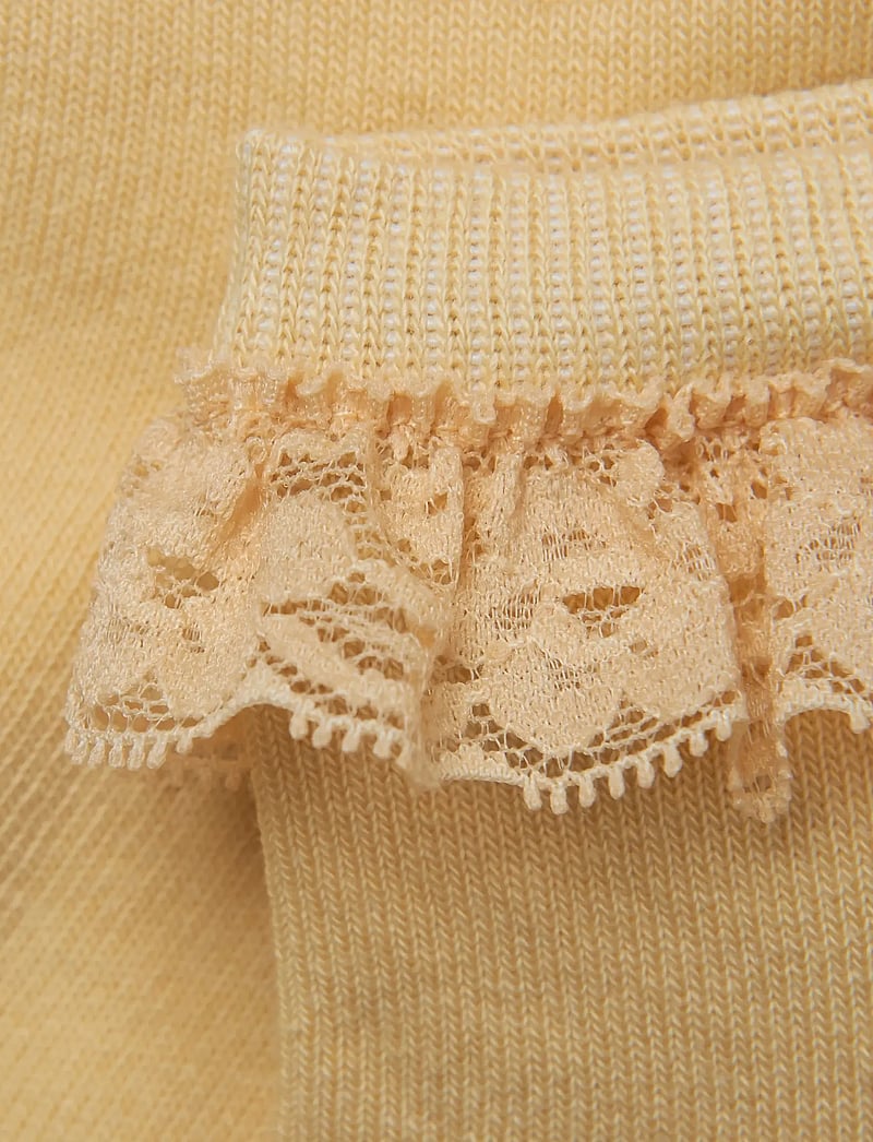 Minymo - Ankle Sock w. Lace - strømper - straw - 1