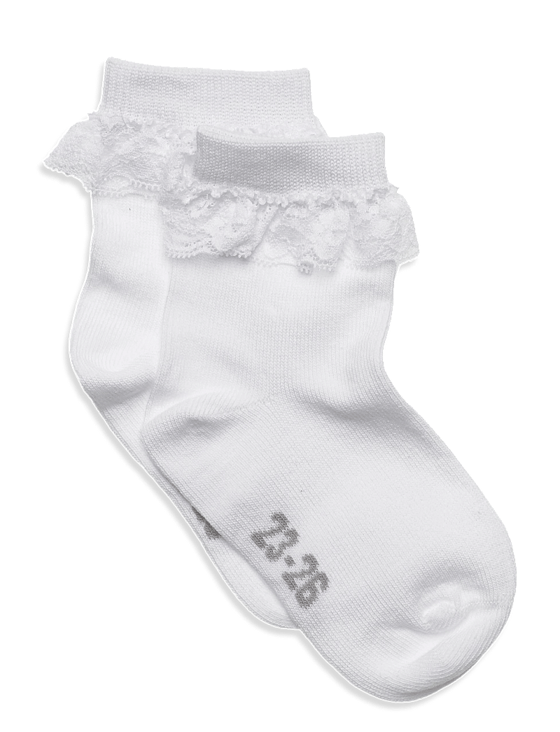 Minymo - Ankle Sock w. Lace - strümpfe - white - 0