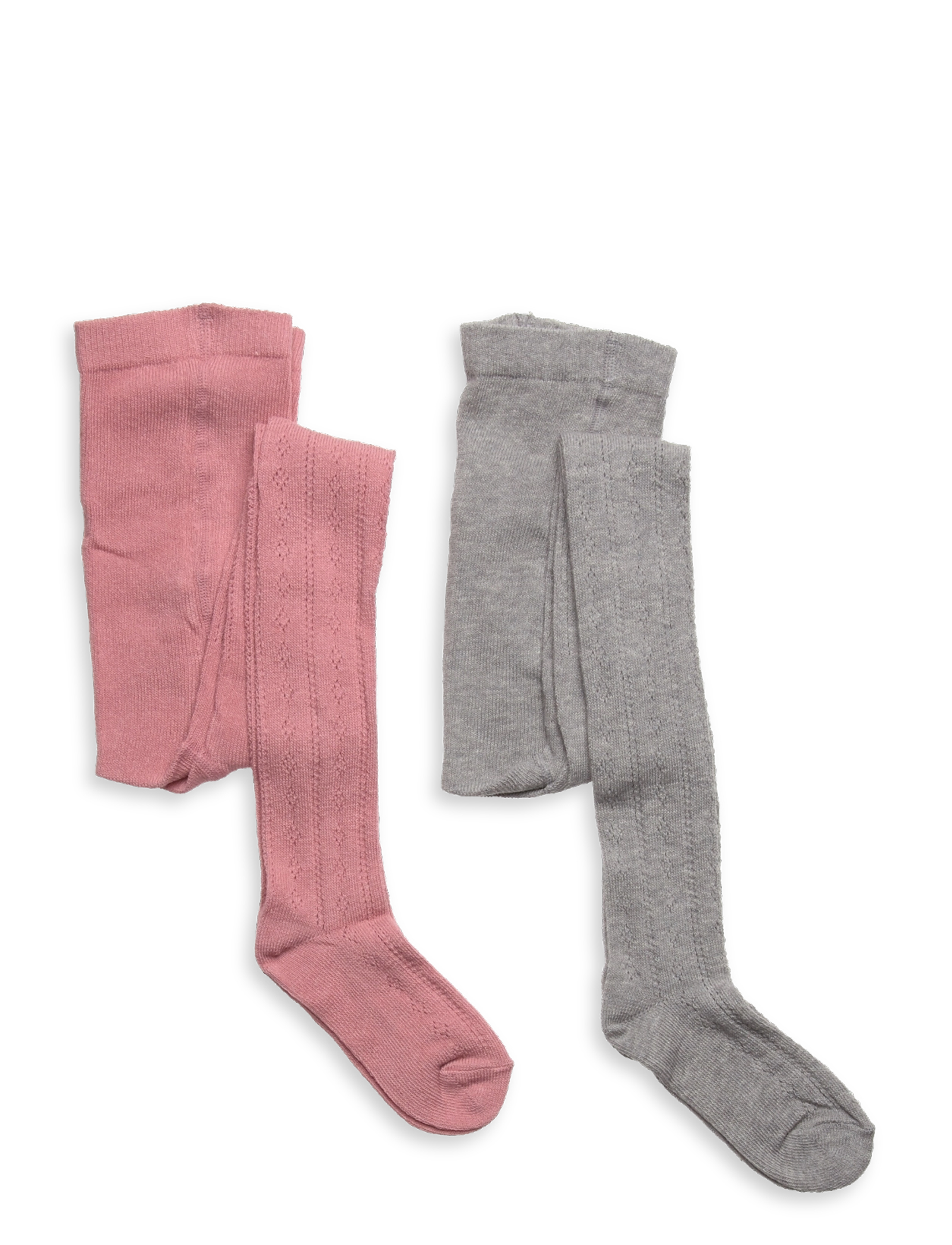 Minymo Stockings Pointelle (2-Pack), 128/134, Socken & Strumpfhosen, Grau - Tights, Kinder