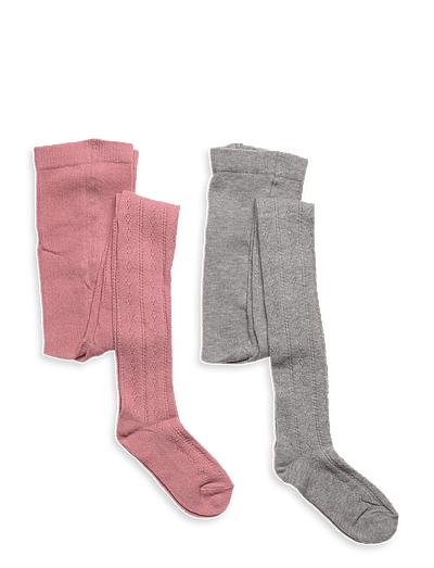 Minymo Stockings Pointelle (2-pack) - Clothing - LIGHT GREY MELANGE / grey