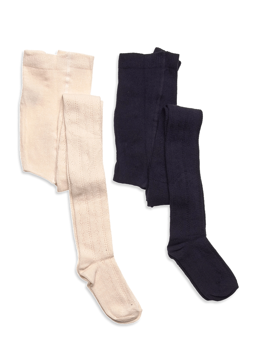 Minymo - Stockings Pointelle (2-pack) - strumpbyxor - offwhite - 0