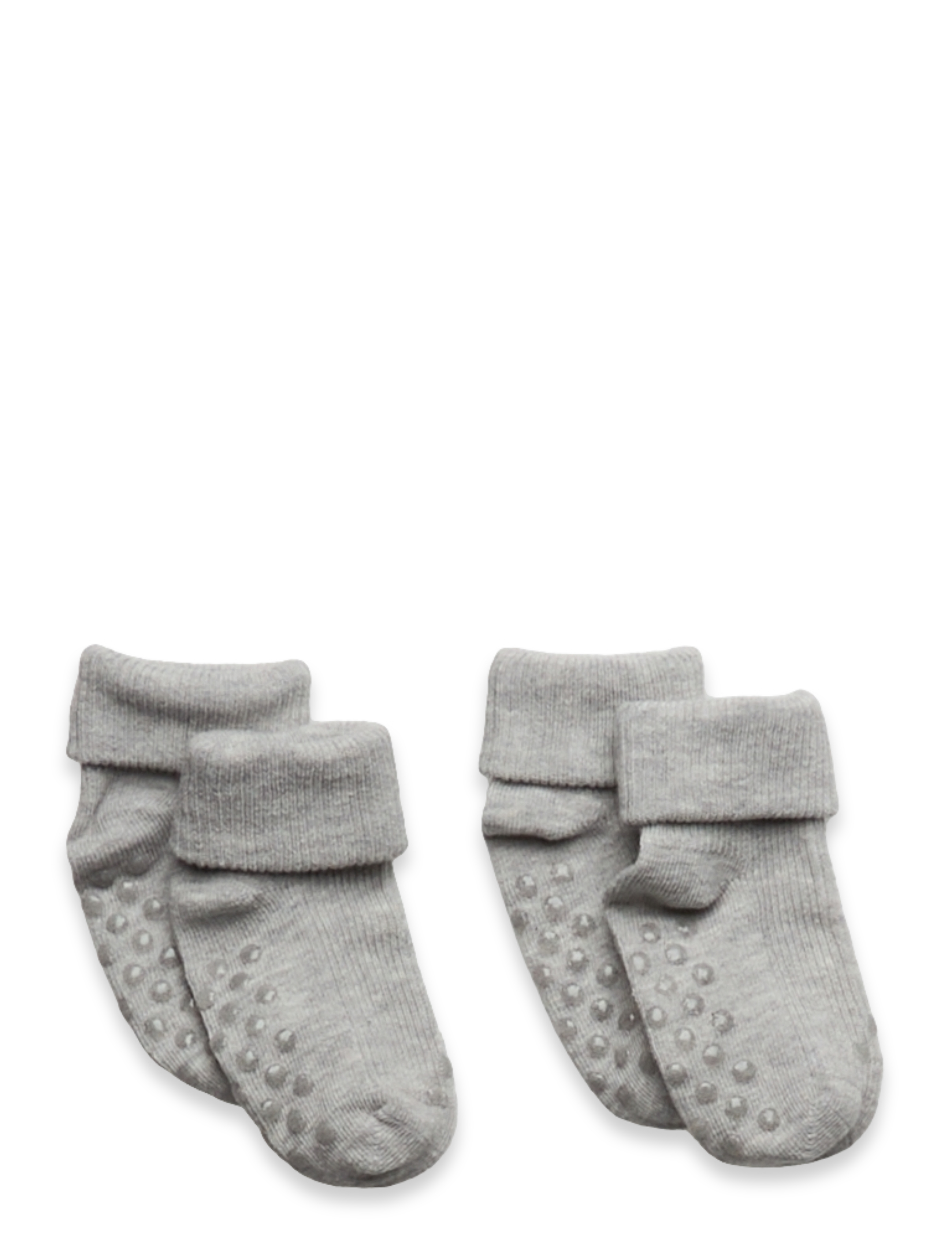 Baby rib sock w. ABS (2-pack) - LIGHT GREY MELANGE