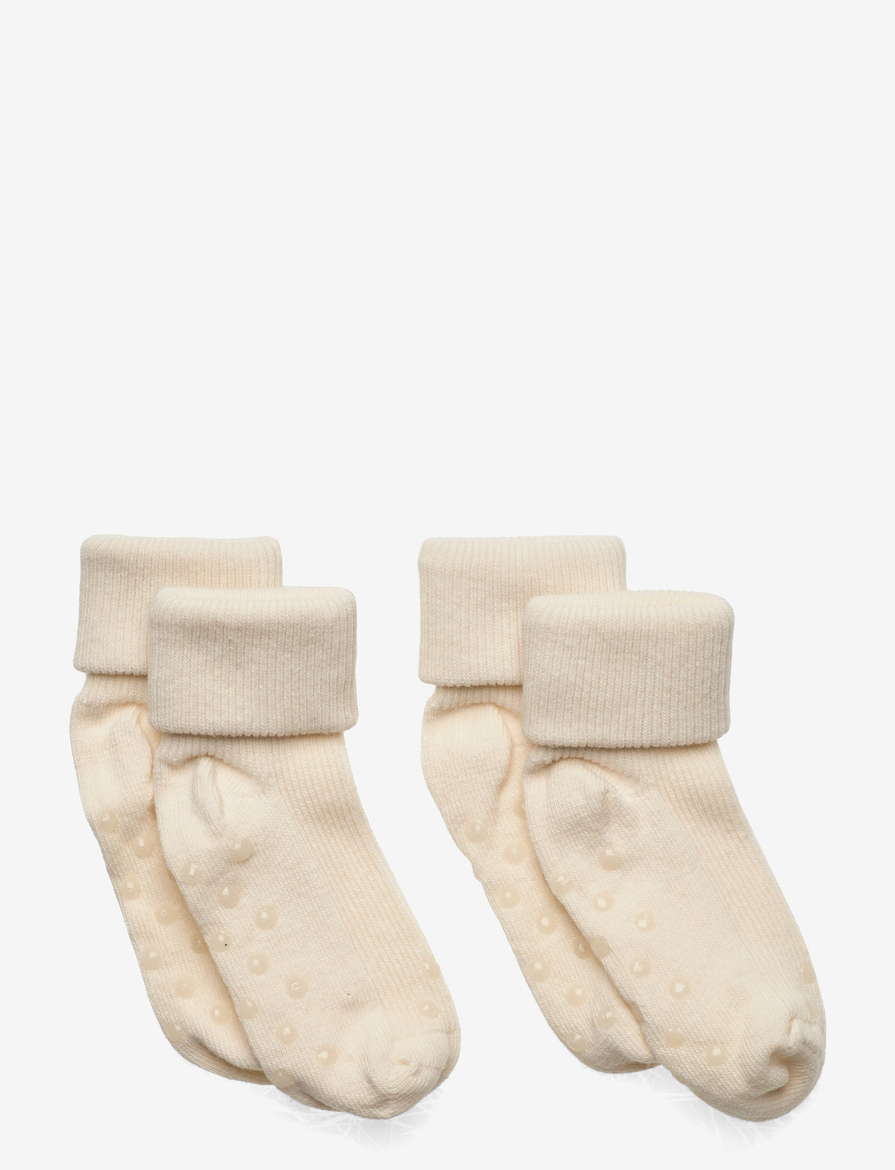 Minymo - Baby rib sock w. ABS (2-pack) - halksockor - offwhite - 0