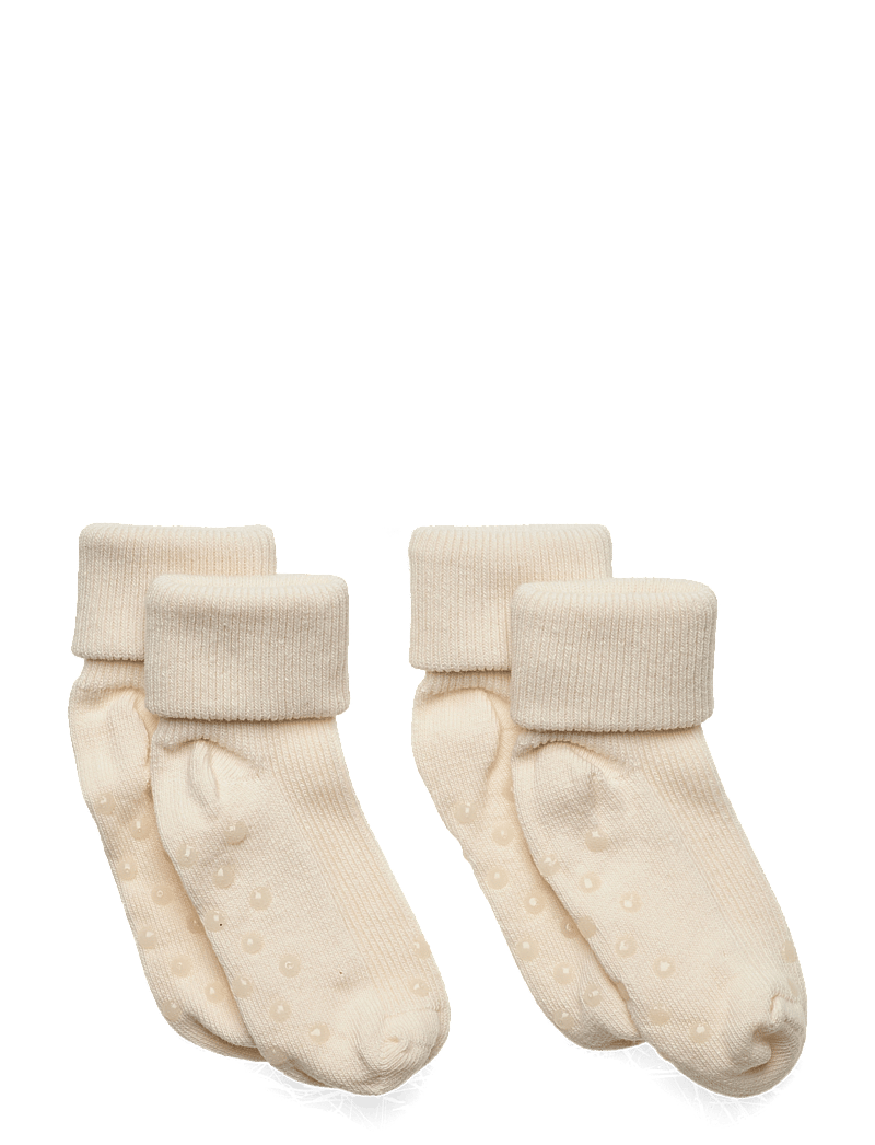 Minymo - Baby rib sock w. ABS (2-pack) - halksockor - offwhite - 0