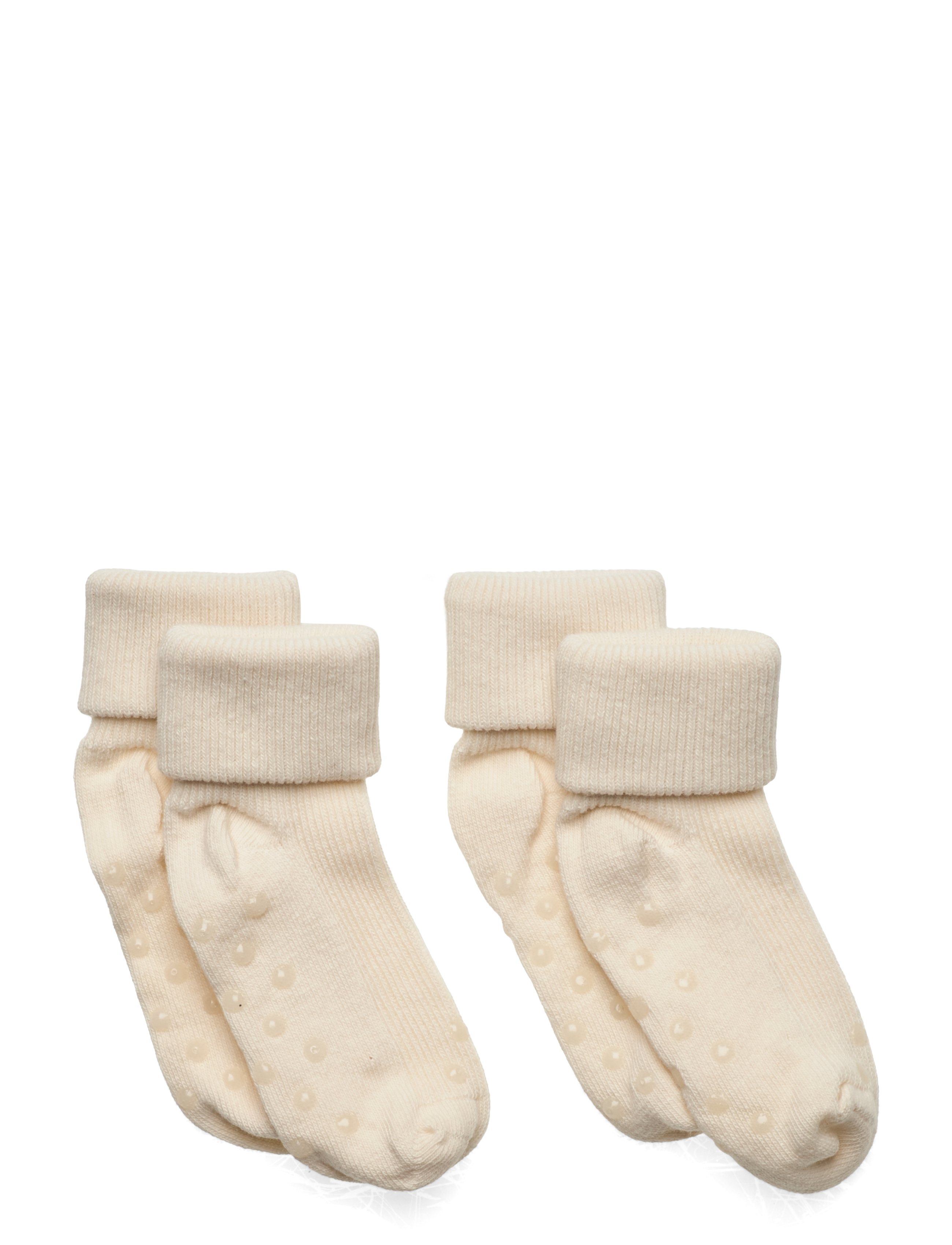 Minymo Baby rib sock w. ABS (2-pack) - Strumpor - OFFWHITE / cream