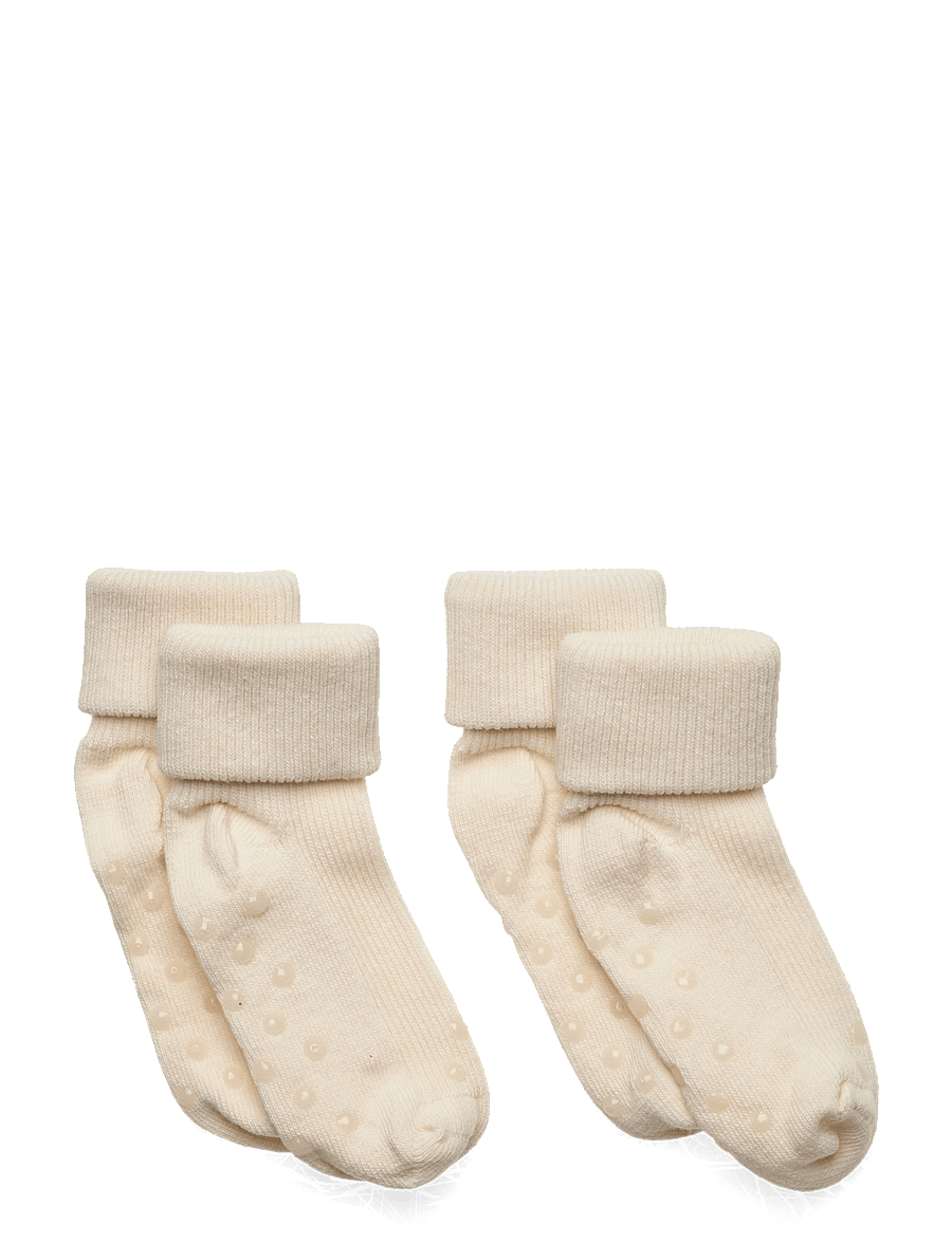 Minymo - Baby rib sock w. ABS (2-pack) - antiskli sokker - offwhite - 0