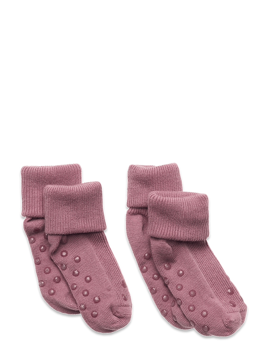 Minymo - Baby rib sock w. ABS (2-pack) - libisemisvastased sokid - orchid haze - 0
