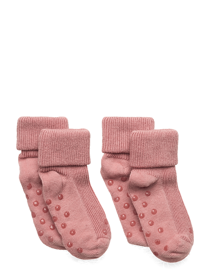 Minymo - Baby rib sock w. ABS (2-pack) - skridsikre sokker - rose cloud - 0