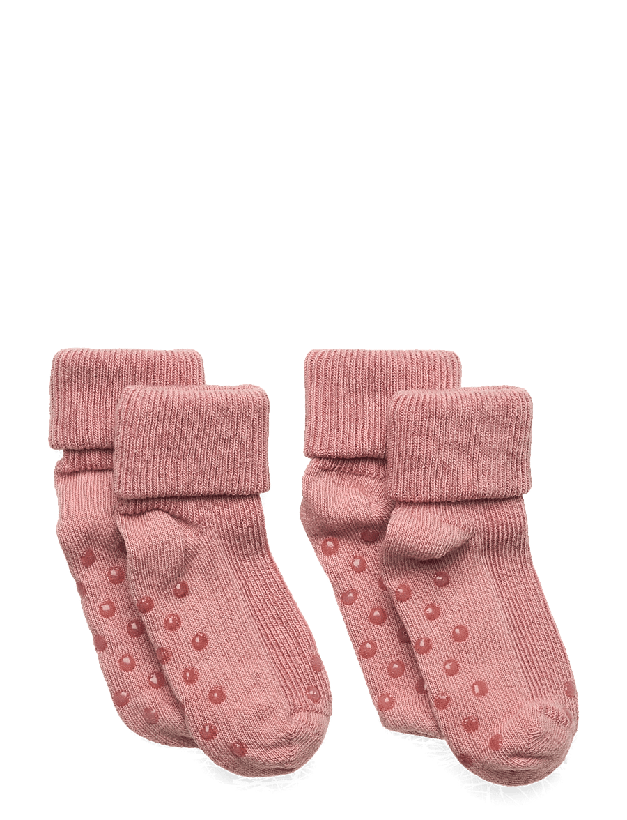 Minymo - Baby rib sock w. ABS (2-pack) - libisemisvastased sokid - rose cloud - 0