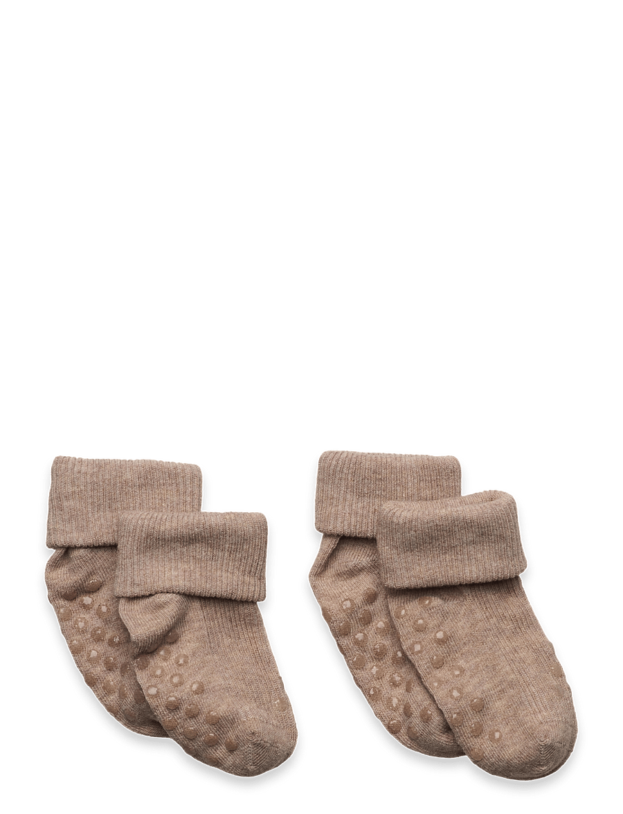 Minymo - Baby rib sock w. ABS (2-pack) - libisemisvastased sokid - silver mink melange - 0