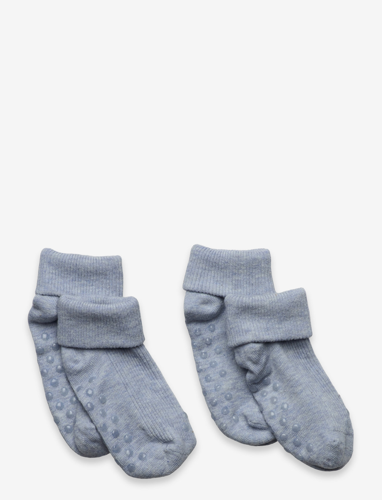 Minymo - Baby rib sock w. ABS (2-pack) - non-slip socks - winter sky melange - 0