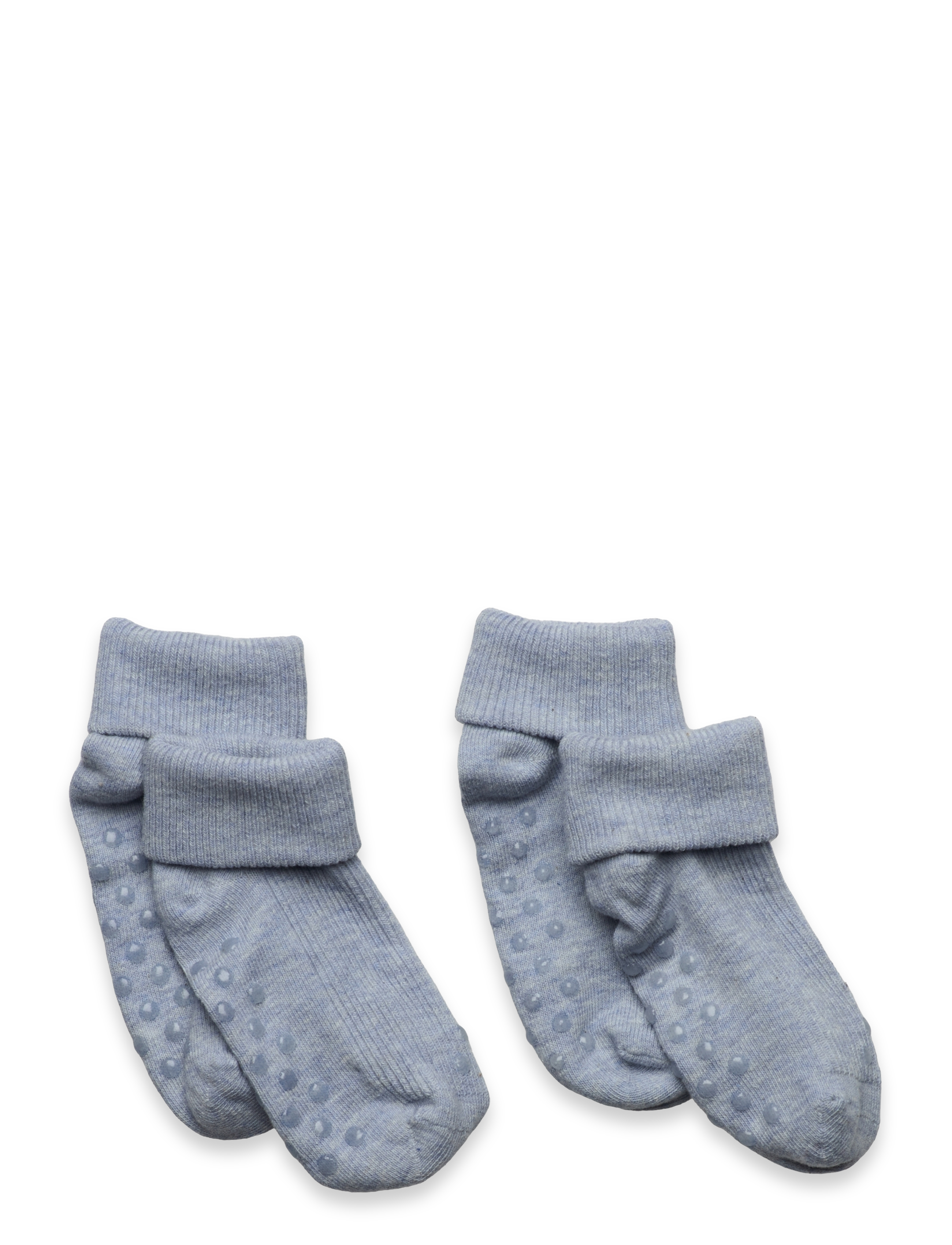 Minymo Baby rib sock w. ABS (2-pack) - Minymo - WINTER SKY MELANGE / blue