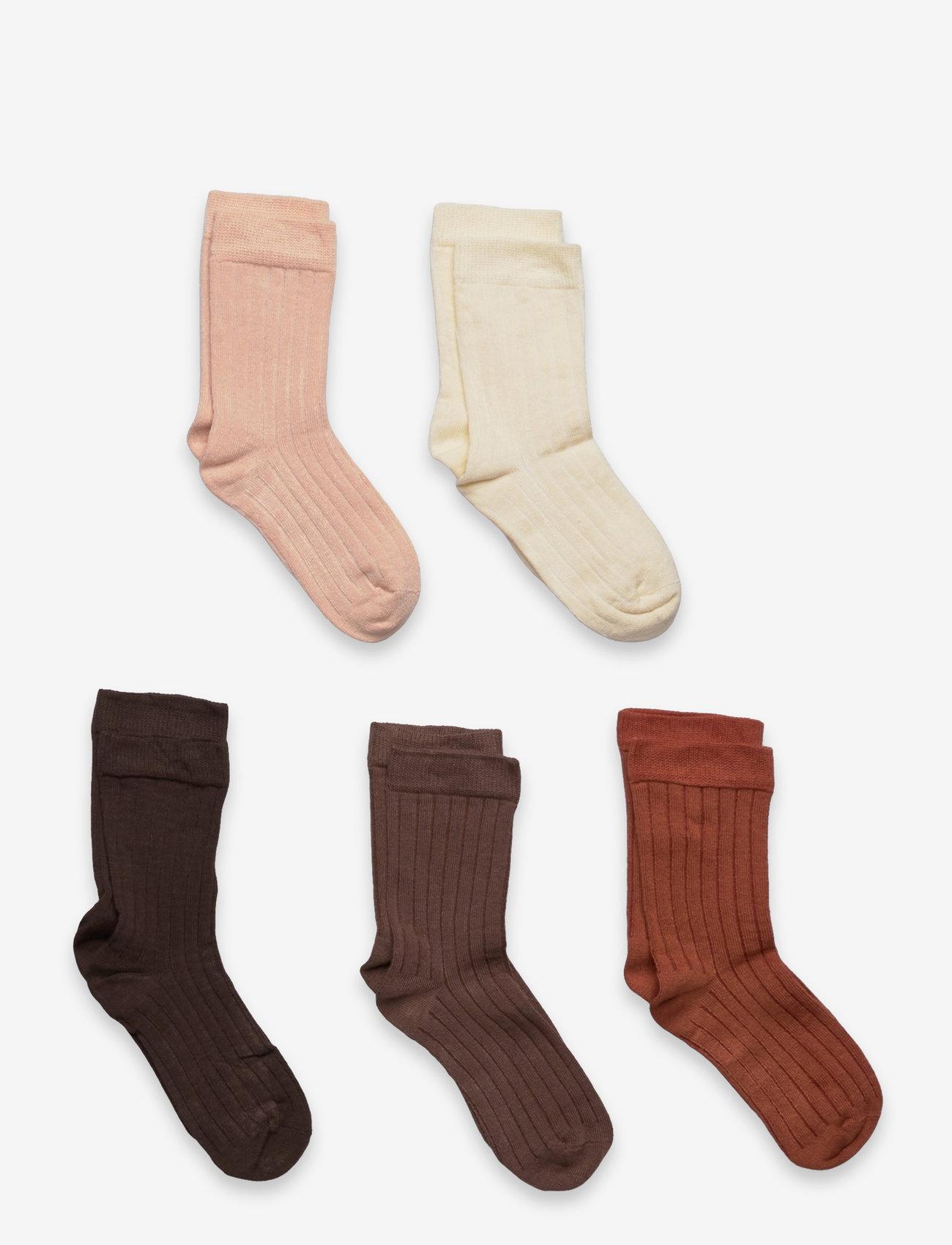Minymo - Ankle sock - rib (5-pack) - socks - cocoa brown - 0